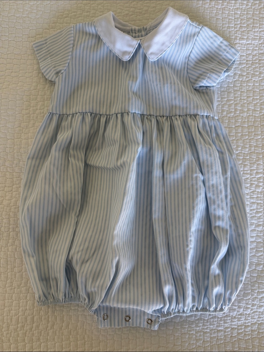 Ralph & Ruth Blue & White Striped Baby Bubble with Peter Pan Collar